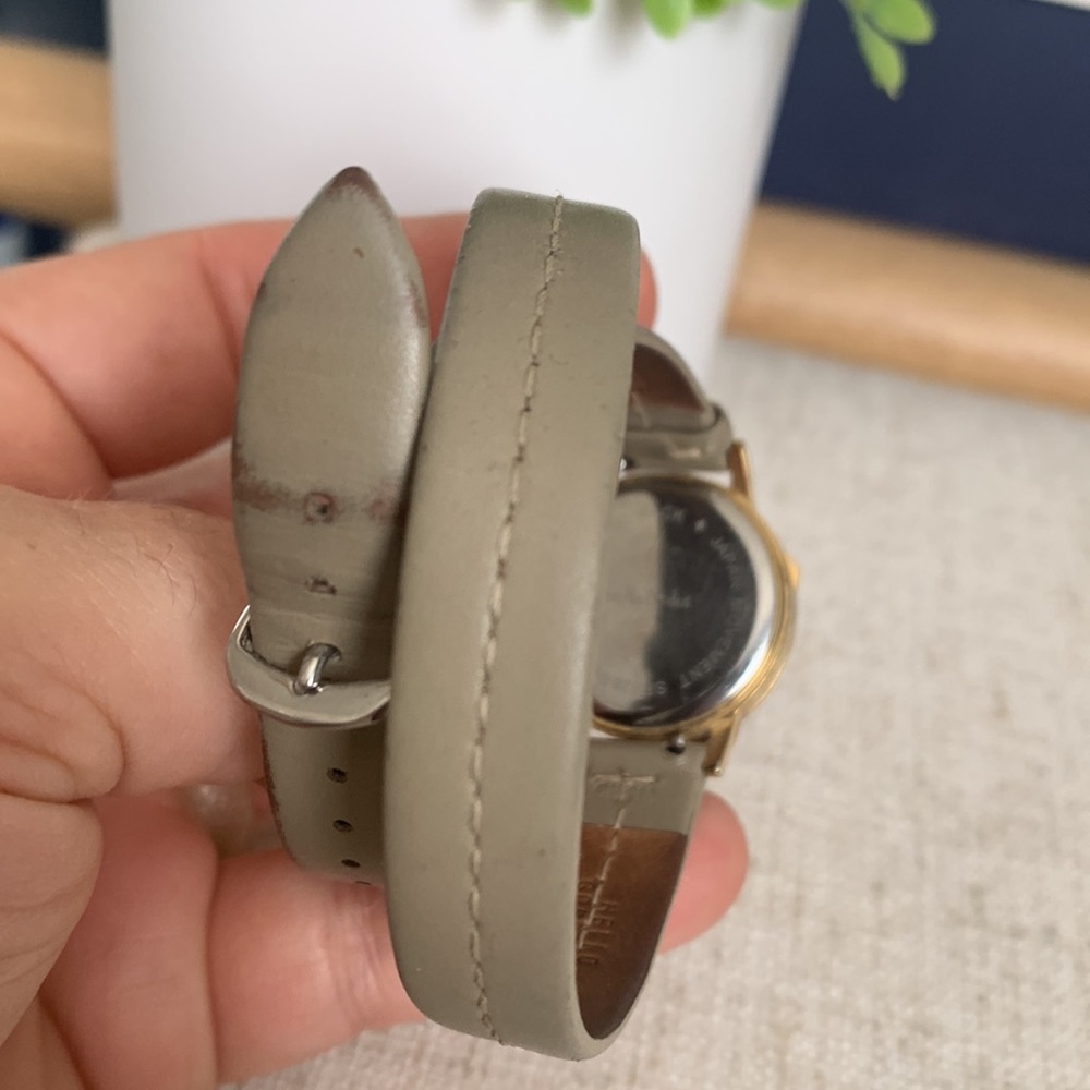 Stella & Dot tan wrap watch with gold face, black band also included! - Picture 5 of 11